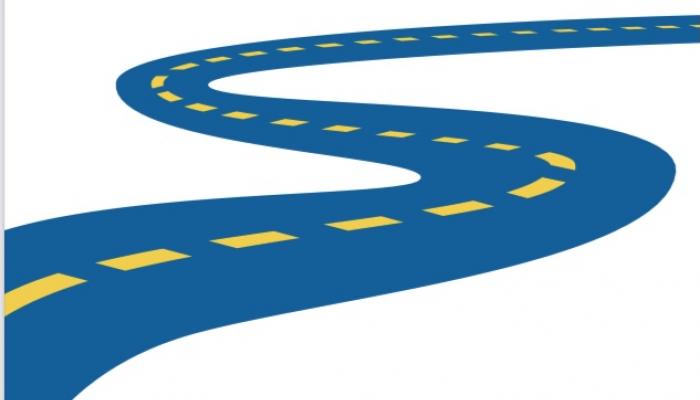 grapic image of a curved roadway