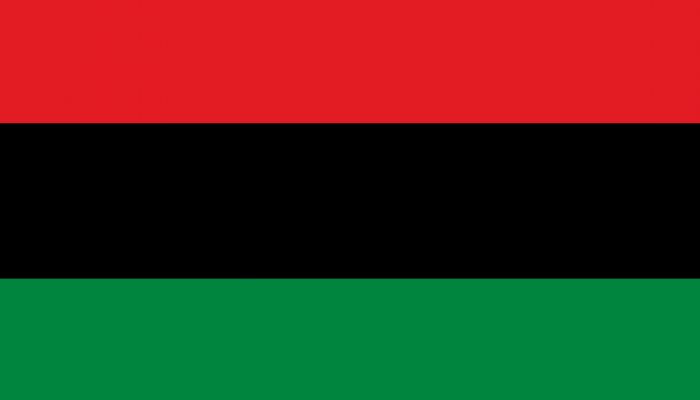 the three stripes of red, black and green of the pan African flag