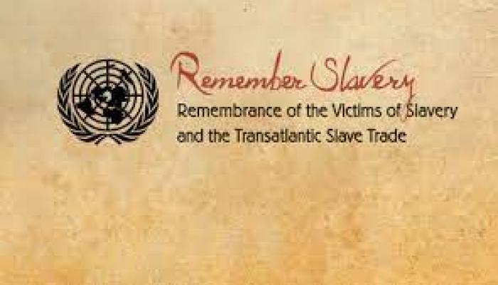 image depicting the United Nations logo and International Day for Remembrance of the Victims of the Transatlantic Slave Trade